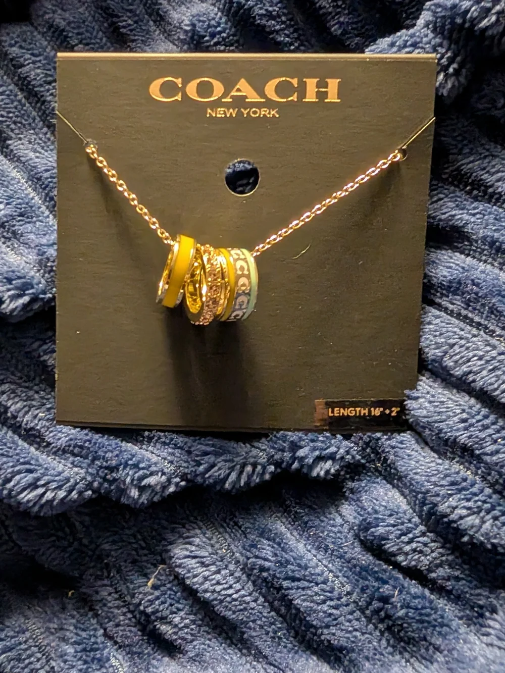 Coach Gold-Tone Earrings with Yellow and Light Blue Accents - Picture 1 of 3